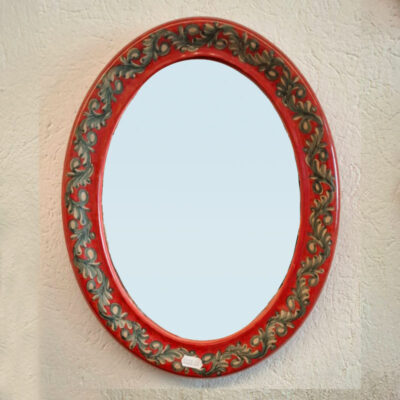 SP9 Specchio ovale ghirlande rosso corallo
